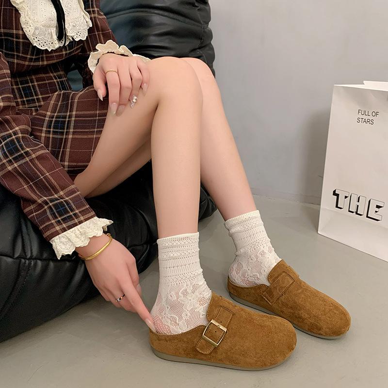 Retro French Bag Head Half Slippers Women's New Summer Fashion Outer Wear Lazy Versatile Flat Thick Bottom Increase