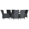 VidaXL 7-Piece Garden Dining Set Dark Grey Wicker, Outdoor Dining Set, Table and Chair 3156803