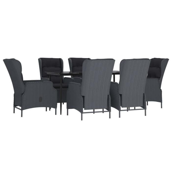 VidaXL 7-Piece Garden Dining Set Dark Grey Wicker, Outdoor Dining Set, Table and Chair 3156803