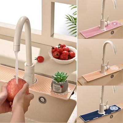 Soft Faucet Mat Flexible Splash Proof Draining Drying Pad Sponge Storage Basket Multipurpose Water Catcher