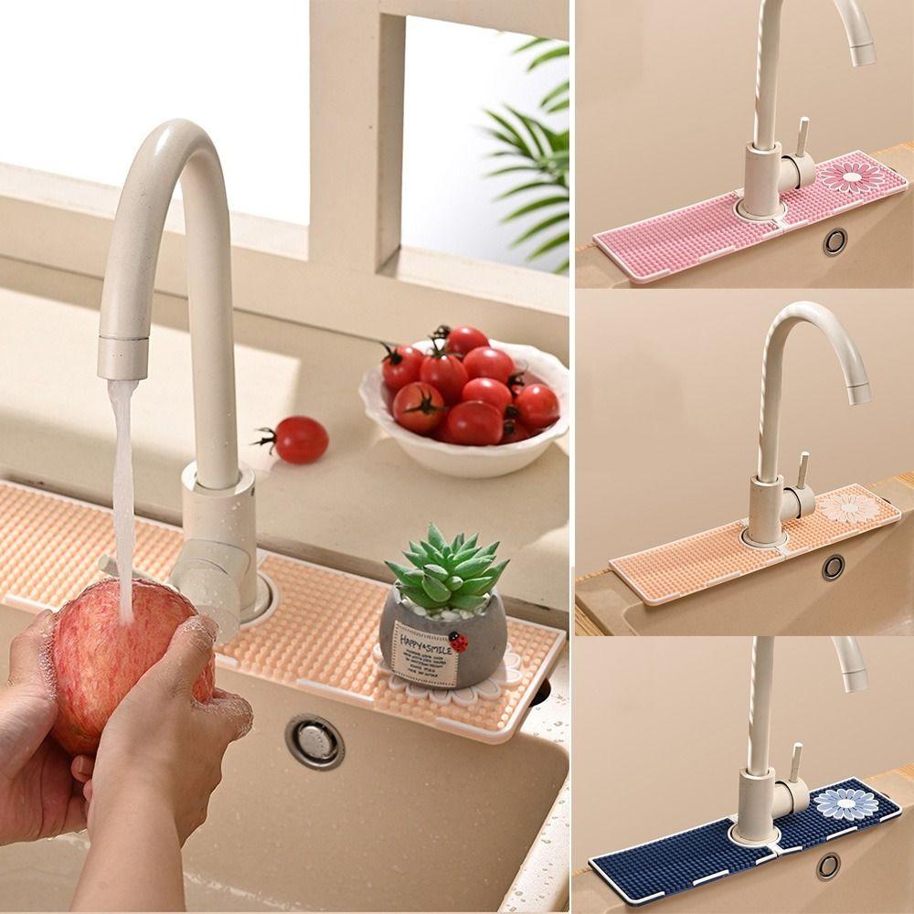 Soft Faucet Mat flexible Draining Drying Pad Sink Splash Guard  Bathroom Countertop Protector Mat