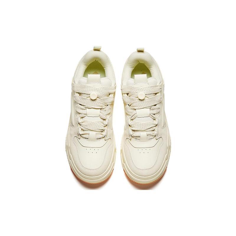 Anta Micro Sugar Puffy Shoes Anti-Slip Wear-Resistant Low-Top Skateboard Shoes Men's White Sneakers 912348001-3