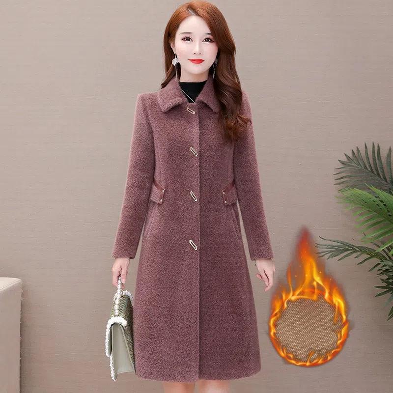 

Бархатная куртка из искусственной норки, женская куртка средней длины, осень-зима, новая корейская версия, тонкая толстая шерстяная шуба из искусственной норки XXXXL