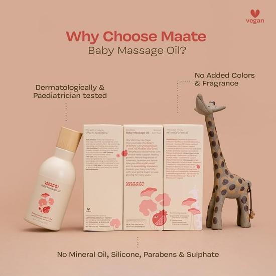 Maate Baby Massage Oil 150ml | Massage Oil for Newborn Baby & Kids | Enrich with Brahmi, Noni| Baby Massage Oil 0-12yr | Cruelty-Free