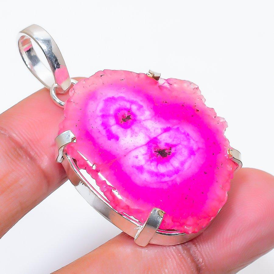 Natural Pink Solar Quartz 925 Sterling Silver Jewelry Pendant 1.89" AP-16415