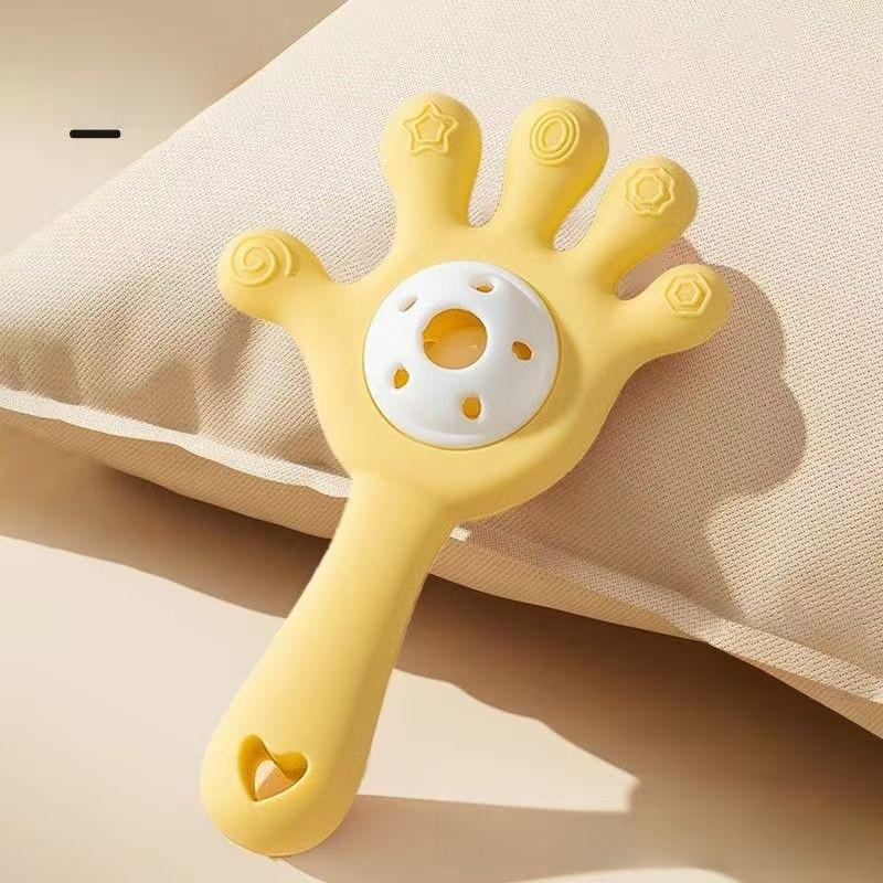 Baby Silicone Teething Toy With Hand Rattle For Soothing And Chewing Fun