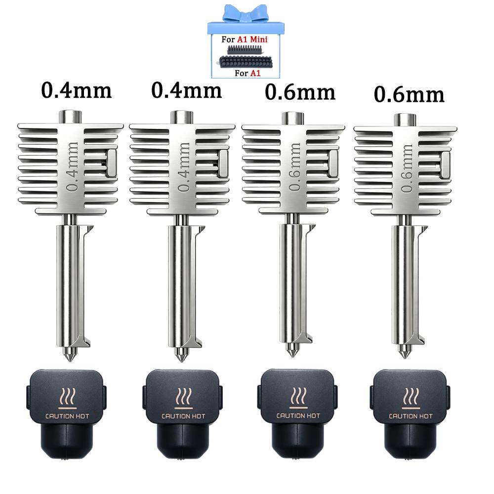 Hotend-Kit für Bambu Lab A2L/A1/A1 Mini Hot-End-Baugruppe 0,2/0,4/0,6/0,8 mm Gehärteter Stahl Einteilige Düse für A1 3D-Drucker