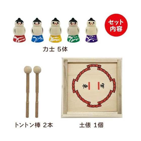 [Nostalgic Toys Introductory Set] Tonton Sumo Home Game Wooden Toy Folk Art Toy Sumou Sumo Wrestler Tabletop Game Made in Japan (Tonton Sumo)