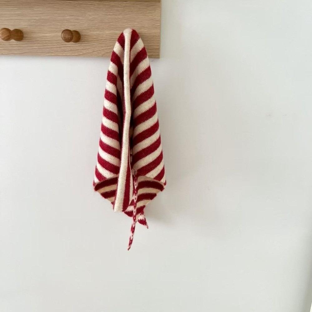 New Striped Knitted Triangular Scarf Soft Windproof Shawl Imitation Wool Multi-functional Scarves Bib Kids Acrylic