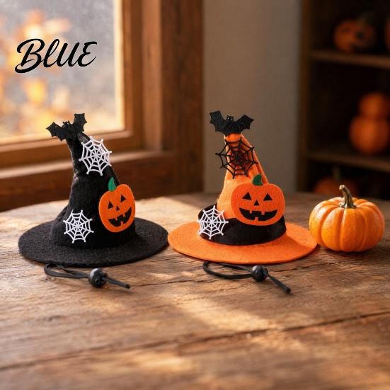 Pet Halloween Hat Dog Hat Adjustable Cat Witch Pumpkin Bat Cobweb for Small Medium Dogs Cats Holiday Costume Photo Prop Medium-sized