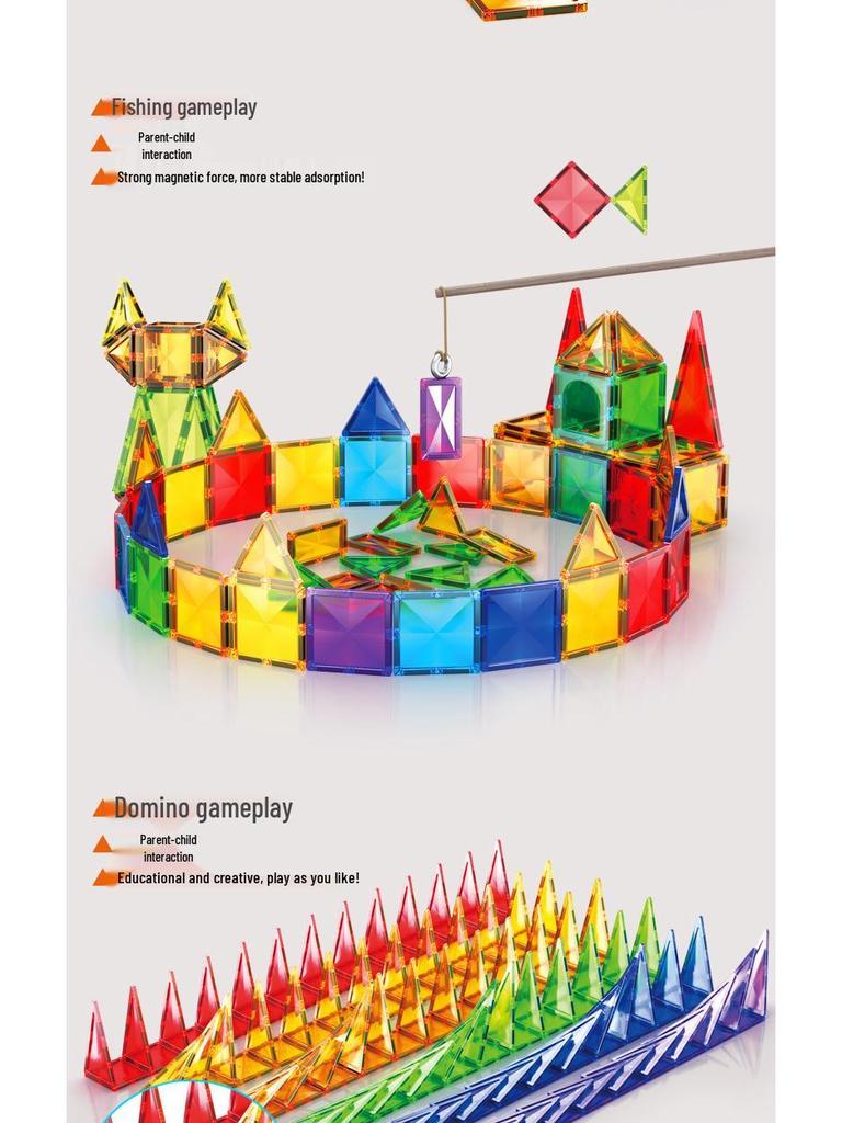 Stained Glass Magnetic Building Blocks Set - 100-Piece Educational Toy for Kids