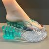 Gradient Color Woman Slippers Outside Heeled Sandals Crystal Shoes for Women Stylish Slip-resistant Chic and Elegant Vip Slides