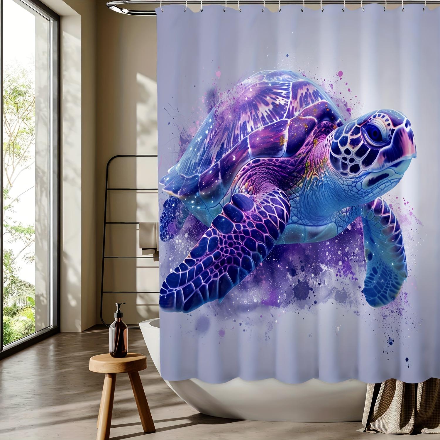 

Purple Sea Turtle Pattern Digital Print Shower Curtain - Machine Washable, Non-Woven Polyester,All-Season Bathroom/Home Decor W60H190(CM)-1 Pcs