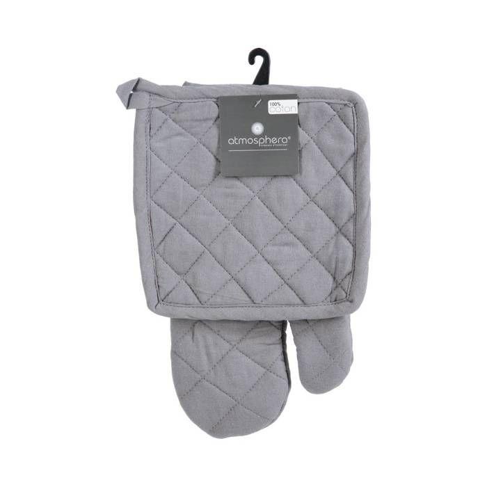 Gant et manique coton gris H30cm - Atmosphera createur d'interieur