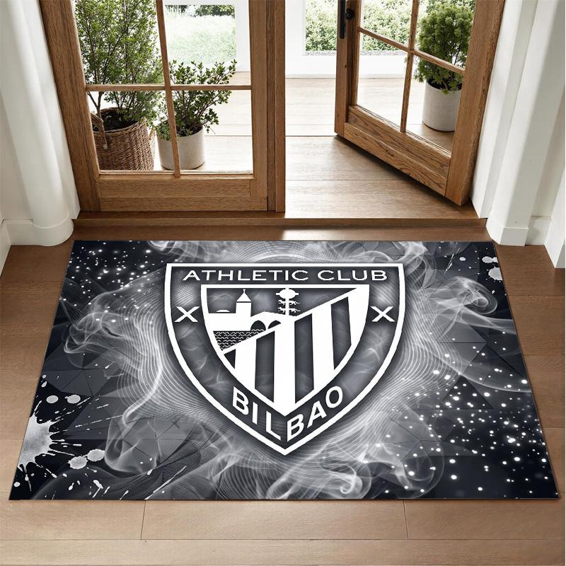 Athletic Bilbao Football Design Crystal Velvet Rug Soft Decorative Mat for Bedroom Entrance