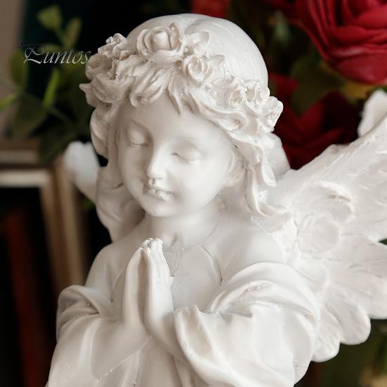 Gebetsengel Figur Zügel Schutzengel Statue Weiß Geflügelte Fee Mädchen Skulptur Home-Office Bücherregal Desktop Dekoration Ornament