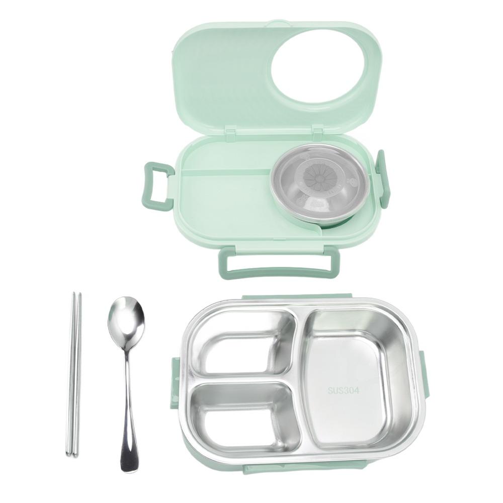 1450ml Lunch Storage Container 3 Compartment Thermal Lunch Box Double Layer Container For Travel