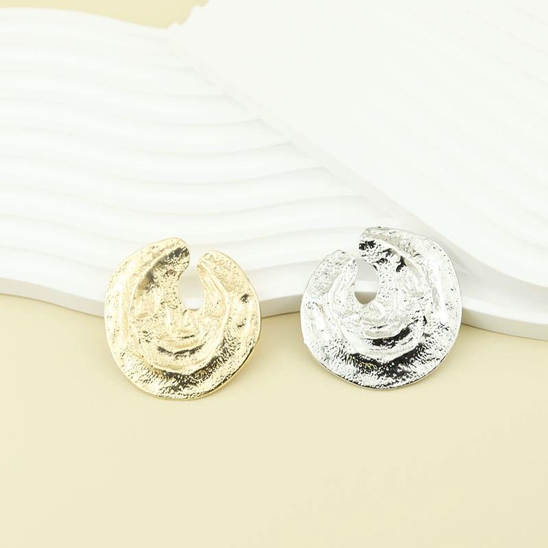 Niche Design Metal Retro Round Earrings, Exaggerated Personality Cold Style Fashion Earrings