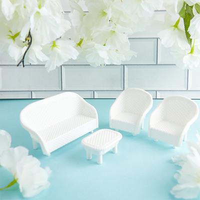 4 Szt. Biały DIY Domek dla Lalek Miniaturowy Salon Antyczna Sofa Stolik Model Zabawka dla Dzieci