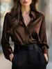 Elegant Women's Long Sleeve Solid Color Button Shirt - Spring/Autumn Fashion