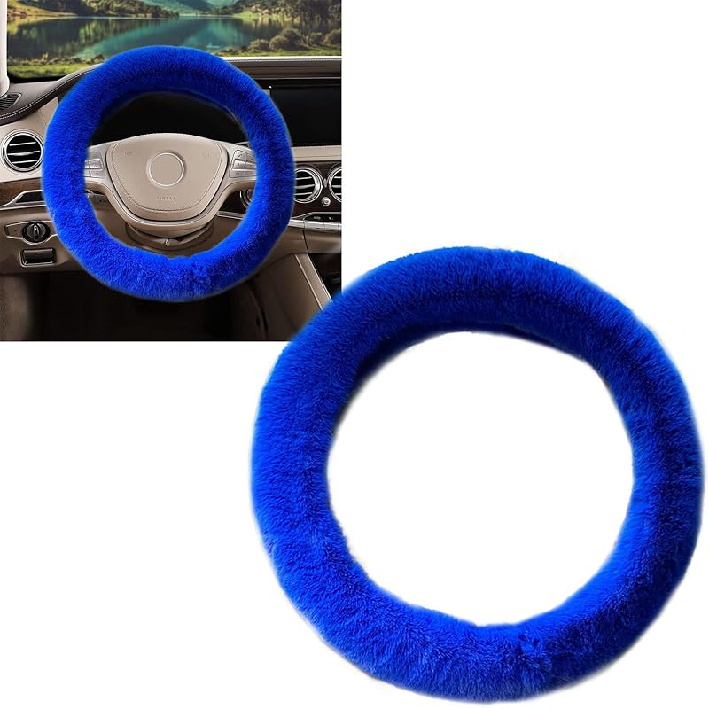 Fluffy Steering Wheel Cover For Women Fuzzy Steering Wheel Cover Winter Warm Faux Wool Plush Car Wheel Cover Furry Steering Wheel Protector Universal