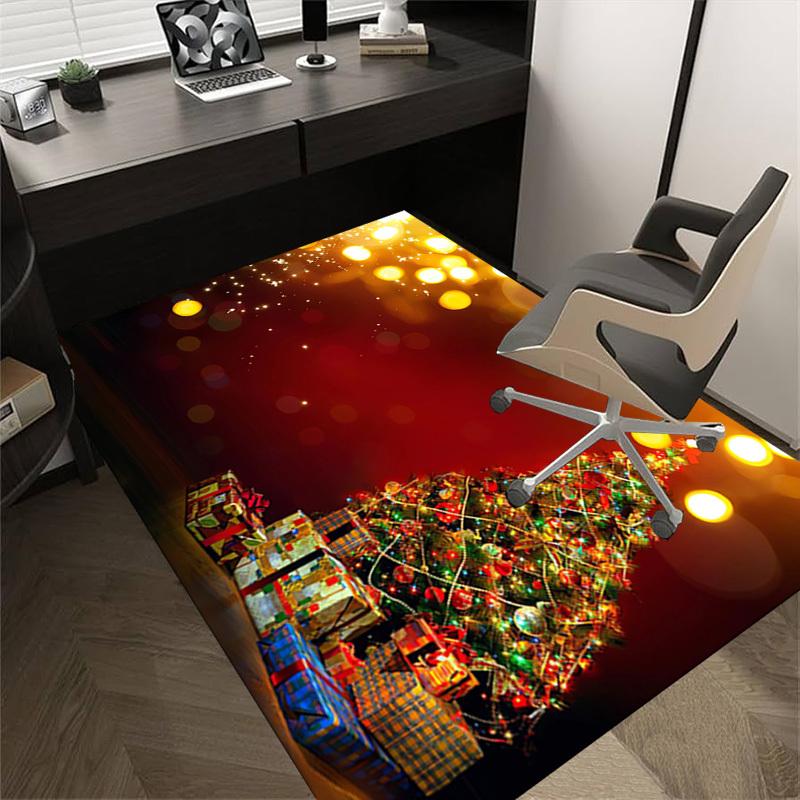 Christmas Tree Gifts Crystal Velvet Chair Mat Area Rug - Non-Slip, Floor Mat, Office Desk Chair Rugs, Bedroom Decor.Christmas Gift-1106010