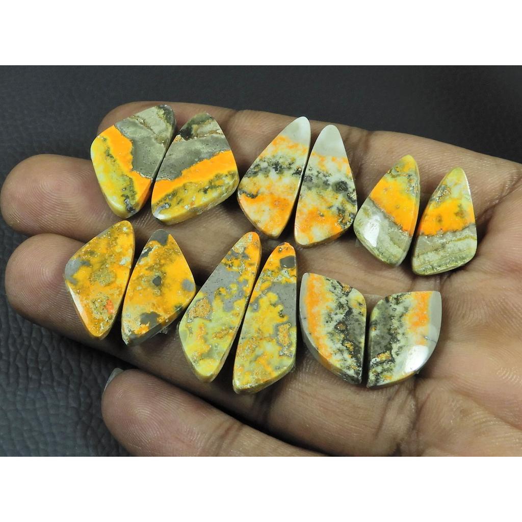 Natural Bumble Bee Jasper Matched Pair Fancy Cabochon Gemstone 06 Pair Lot C-3511