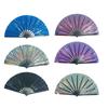Holographics Handheld Collapsibles Fan Iridescents Prismatics Effect Ideal For Dance And Decors Reflective Dance Fan