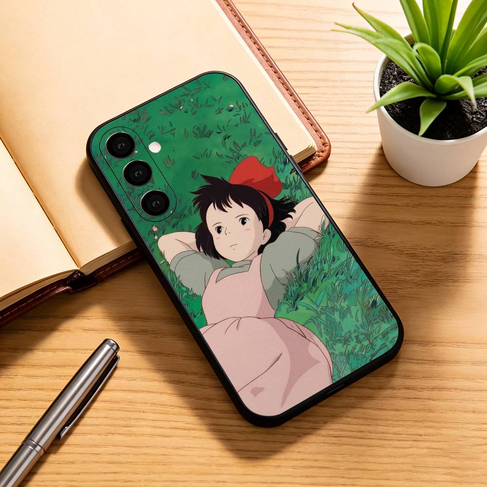 

Kiki Flying Witch Delivery Service Phone Case Black Silicone Soft For Samsung Galaxy A73,A72,A71,A70,A53,A52,A51 Samsung a52