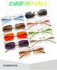 Cheetah Frameless Square Sunglasses Unisex Retro Leopard Metal Design