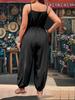 Elegant Plus Size Strappy Jumpsuit - Classic, Figure-Flattering Commuter Style for Summer