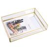 Nordic Retro Storage Tray Gold Rectangle Glass Makeup Organizer  Dessert Plate Jewelry Display Home Kitchen Decor WF1015
