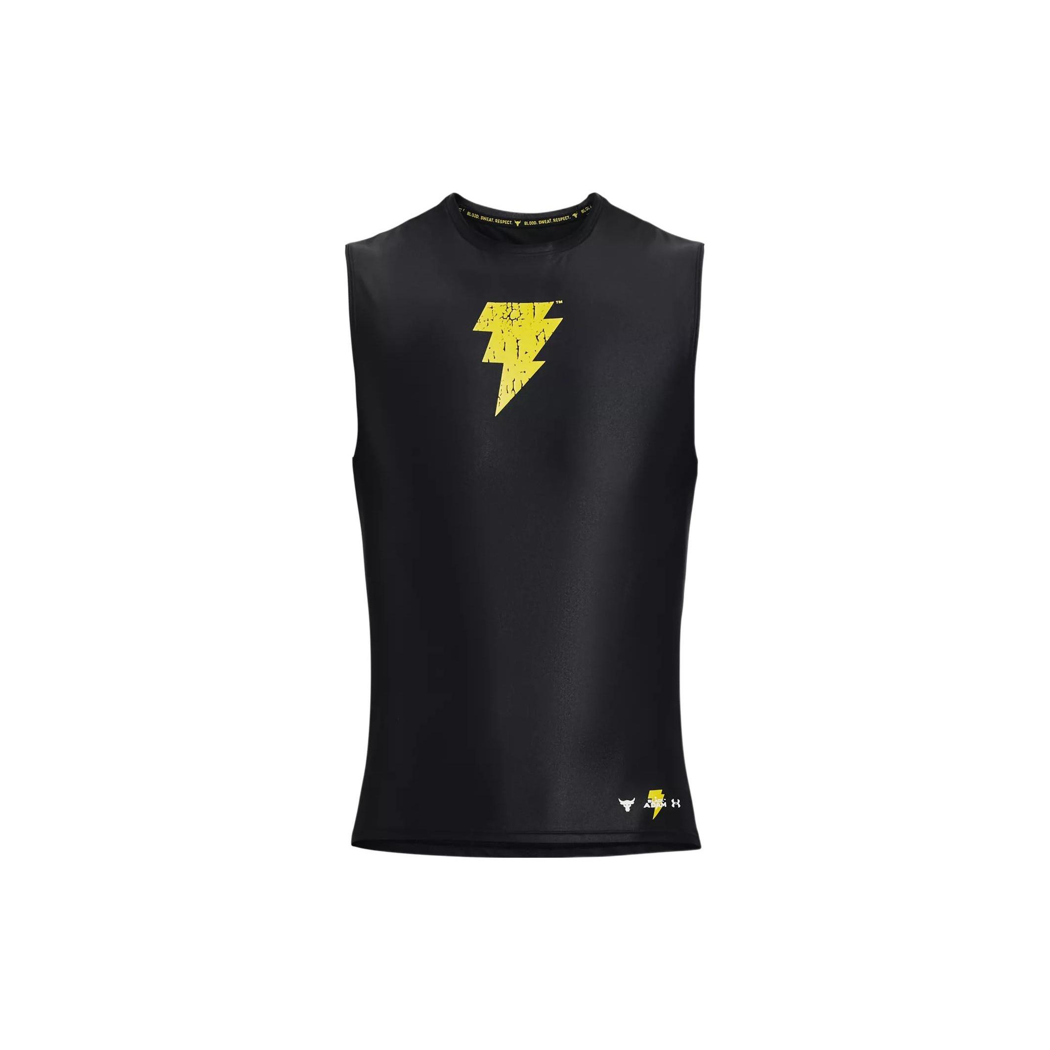 Under Armour Project Rock Iso-Chill Black Adam Tank Black Yellow Men s 1377746-001 M