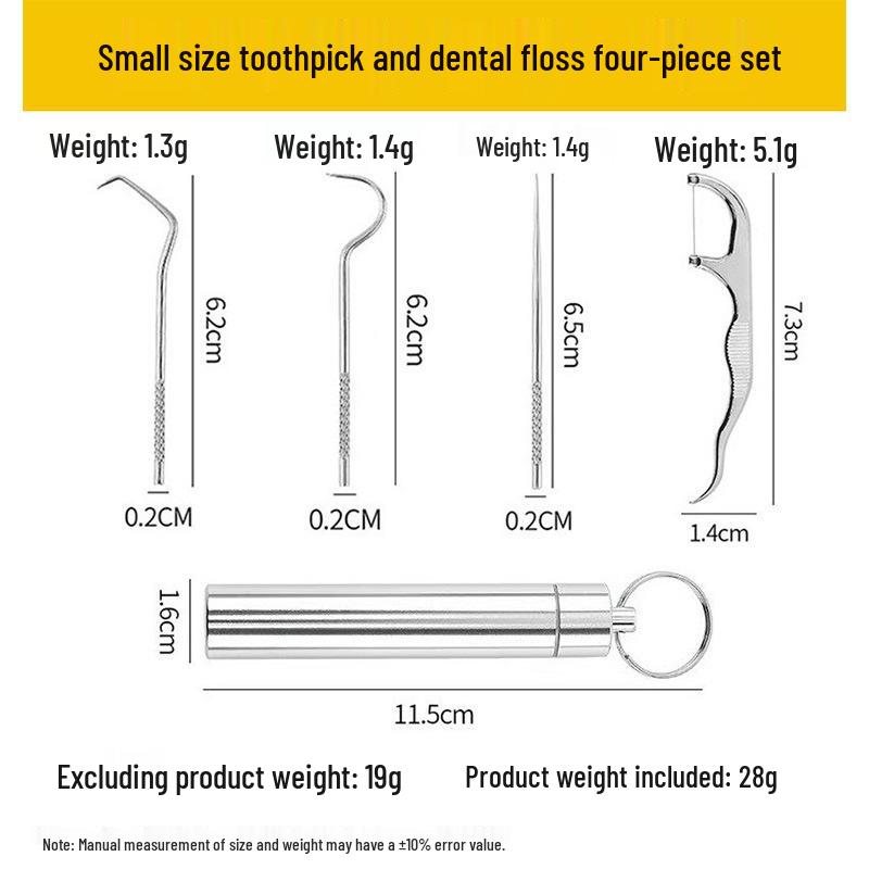 Stainless Steel Toothpick Set: Portable Teeth Cleaning Tool and Tooth Gap Cleaner