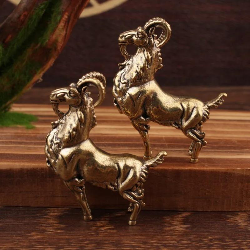 1 Stück Miniatur-Teetier-Figuren Messing Retro Bart Hochmütige Antilope Metall Kreatives Handwerk Haus Büro Schreibtischornament