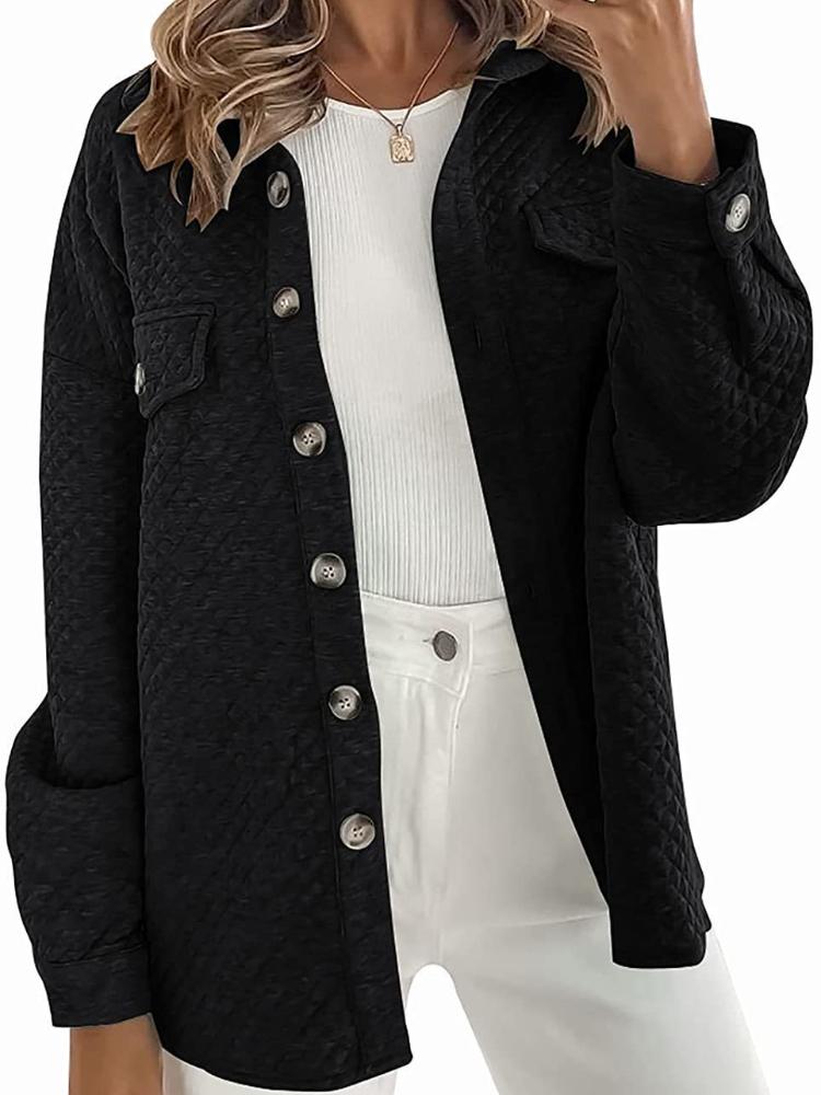 

Women s Military Style Jacket with Button Front, Lapel Collar, and Chest Pockets in Diamond Quilted Design, Available in Multiple Colors XXL чорний