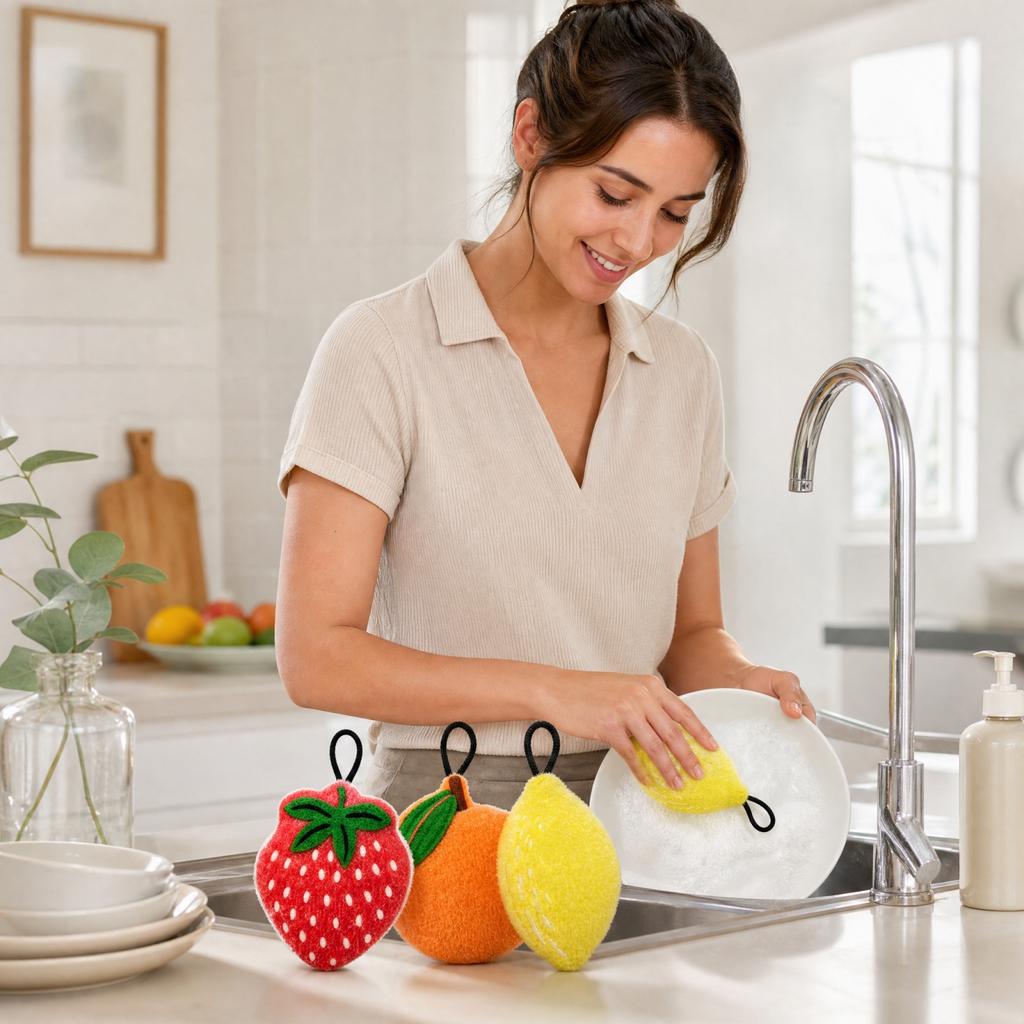 Spugna da Cucina Sagomata per Lavare Piatti e Pentole