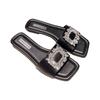 Square head flat bottom slippers women's summer new rhinestone square buckle one word cool slippers women's rhinestone