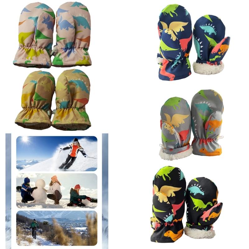 Cartoon Gloves for Kids Boys Winter Outdoor Sports Road Riding Equipment Windproof Thicken Skiing Gloves for Winter