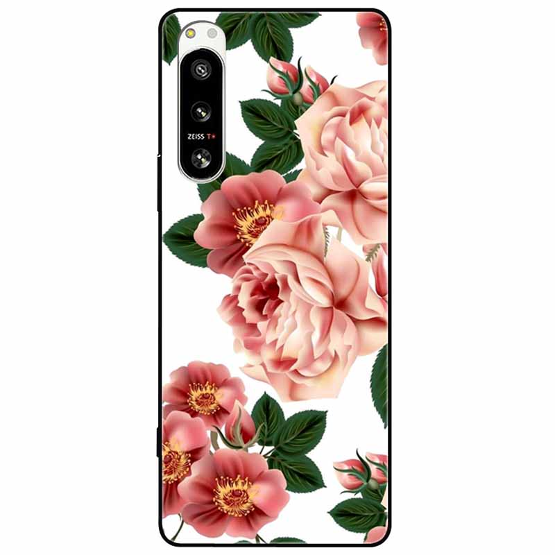 For Sony Xperia 5 IV / 1 IV Case 10IV Soft Silicone Flower Phone Back Cases For Sony Xperia 10 IV V Cover 5IV TPU Bumpers 10V