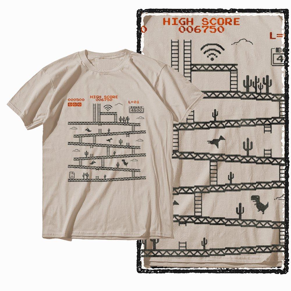 G79 Beige Cotton Streetwear Dino Dinosaur Graphic Men T-shirt |  Big Size Cool Vintage O-neck Men's Tee Tshirt