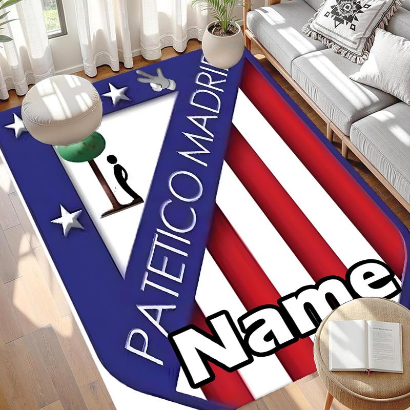 Custom Name Personalized Football Team Print Carpet, Versatile Home Decor Rug, for Playroom, Apartment, Balcony, Entryway, Hallway Gift