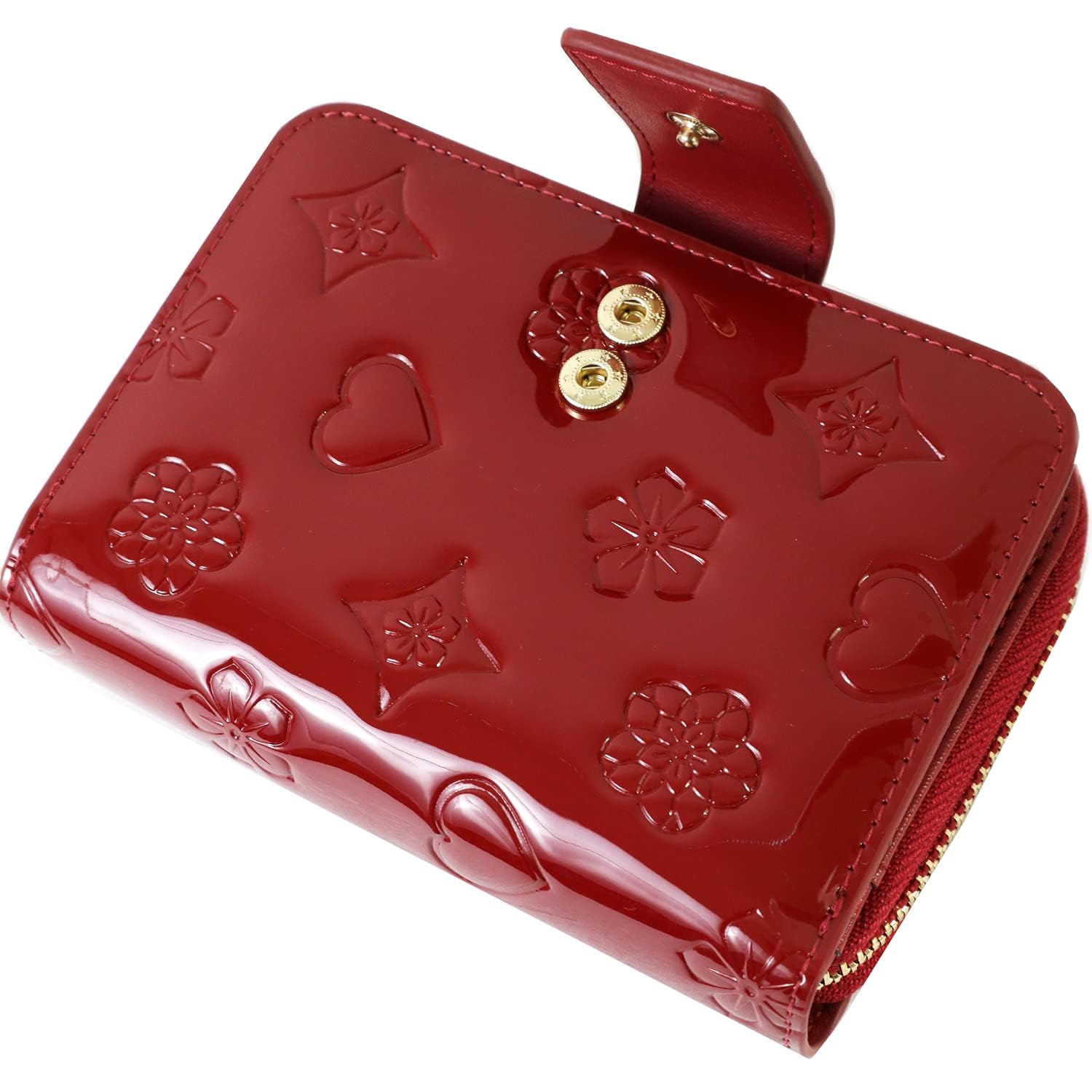 

Genuine Wallet Purse x Exterior Large Holds 14 Mini Gift Box Included [Kstarplus] Women s Wallet, Leather, Enamel, Compact, Bi-fold [Coin Storage],