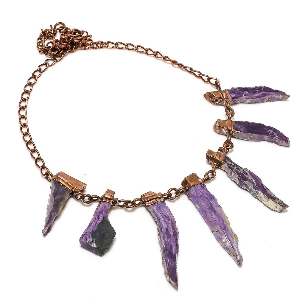 Amethyst Handmade Gemstone Necklace, Copper Electroformed Necklace Antique Jewelry, For Engagement Gift