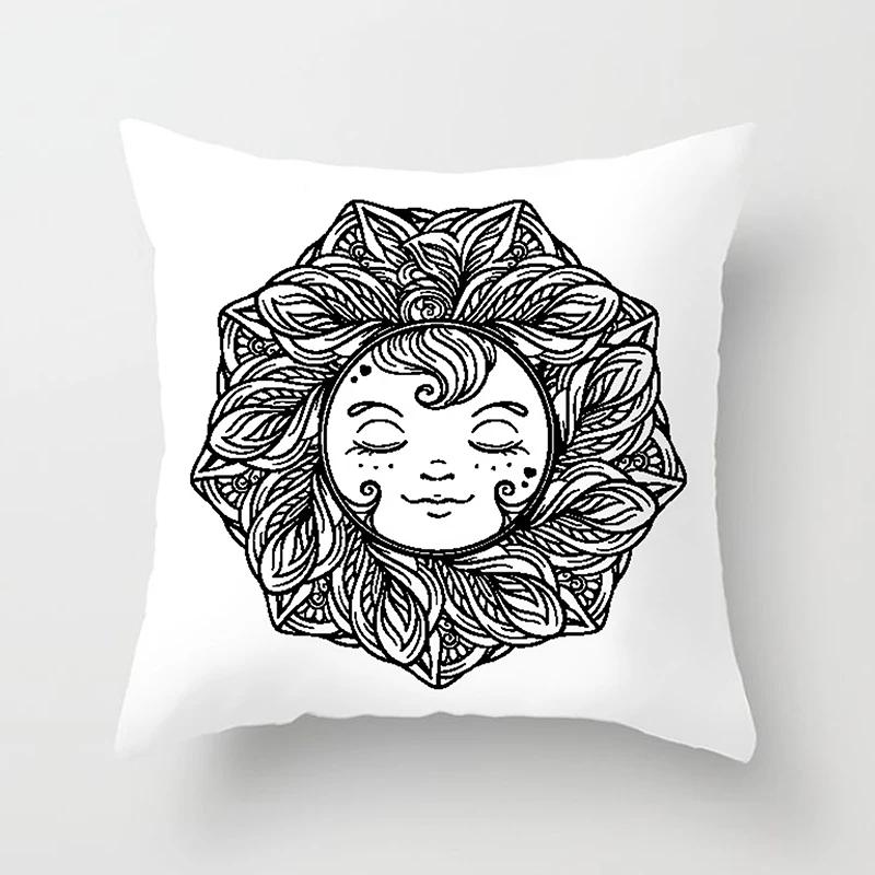 Home Decor Sun & Moon Themed Cosmic Throw Pillow Covers Pattern Cushion Cover Suitable For Sofa Bedroom Car Pillow Cover