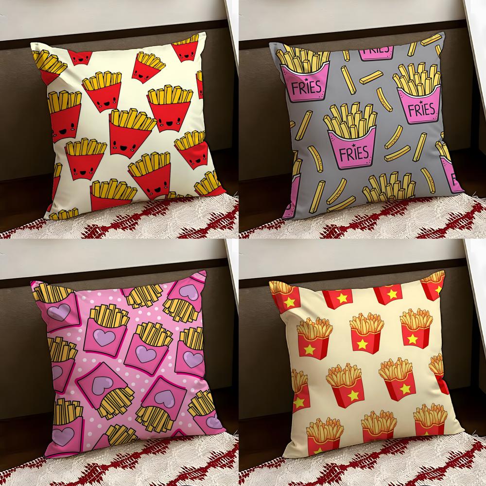 Golden French fries Cushion Cover Reversible Soft Durable Pillow Cover Home Car MultiScene Use for Daily Comfort