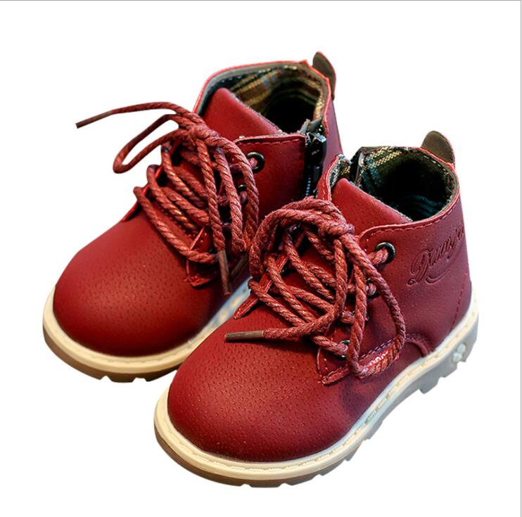 Children Casual Shoes Autumn Winter Boots Boys Shoes Fashion Leather Soft Antislip Girls Boots Sport Running Shoes