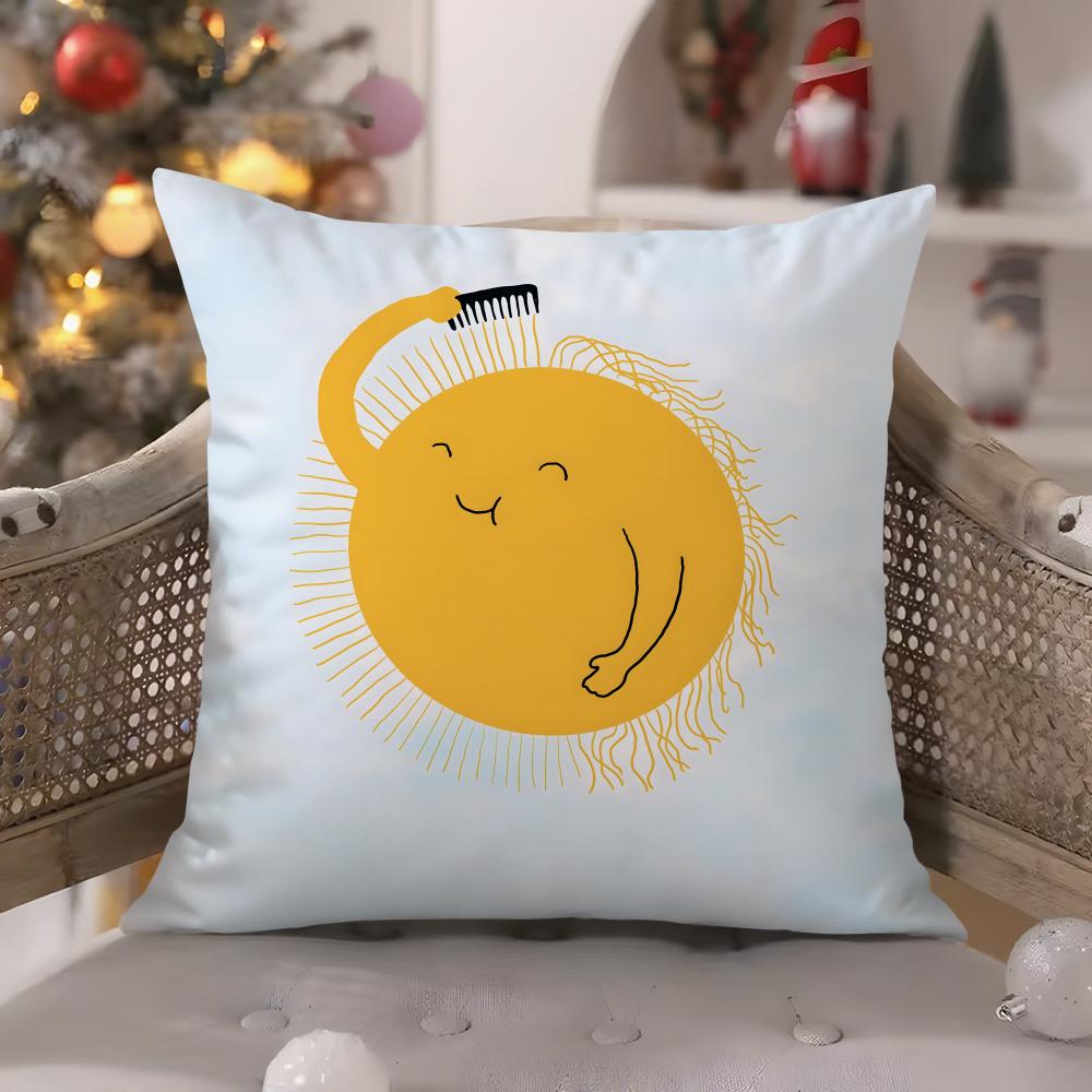 Cartoon Fun Pillow Patterns for Toddlers Pillow Case Comfort Sofa Bed Silky Elegant Invisible Zipper Decorative Cushion Cover