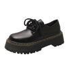 Kleine Lederschuhe Damen Herbst neu dicksohlige Retro College-Stil Einzelne Schuhe zum Schnüren Damen