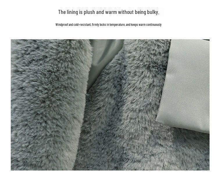 Women's Mid-Length Winter Cotton Coat with Genuine Fur Collar and Thick Velvet Padding